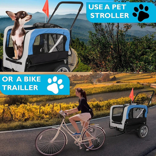 Imagen 6 de 8 de Carrito Remolque Para Bicicleta Para Transportar Mascotas