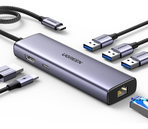 Hub Usb C Ugreen Revodok 6 En 1 Con Gigabit Ethernet 4k Hdmi