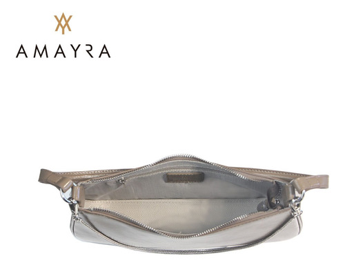 Cartera Chica Tira Corta Y Larga Ecocuero Amayra Visón Vison Plata Visón