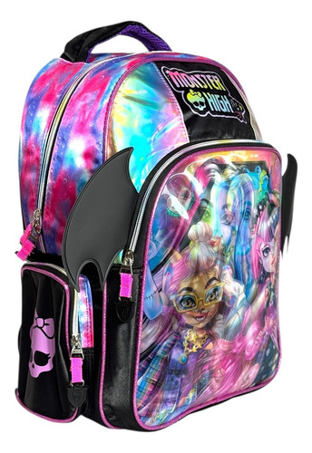 Kit Mochila Monster High Lapicera Primaria Original Ruedas Violeta Violeta