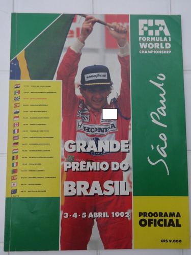 Revista 21º Grande Prêmio Brasil De F1 Interlagos Senna 1992