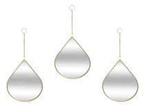 Comprar Set 3 Espejos De Pared Para Colgar De Gota Marcos De Espejos Dorado