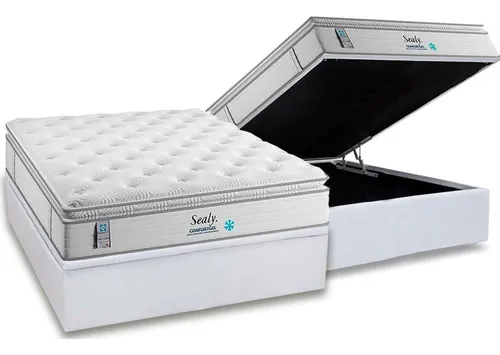 Cama Box Baú Casal: Colchão Molas Plumatex Masterpocket Ens