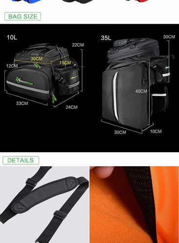 Imagen 4 de 7 de Bolso Para Bicicleta. Con Alforjas Rockbros Cap. 10-35 Lts