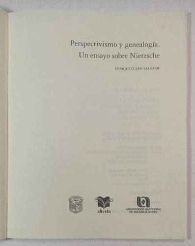Perspectivismo Y Genealogía. Un Ensayo Sobre Nietzsche (Usado)