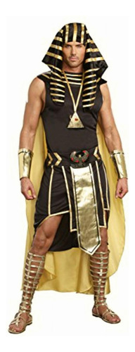 Dreamgirl Men's King Of Egypt King Tut Costume, Black/gold