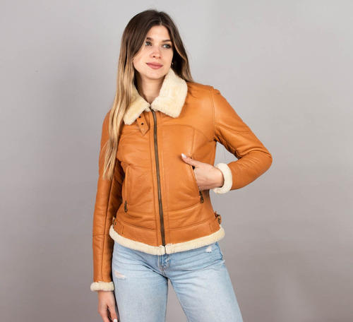 Campera Napalán De Mujer Cuero Y Lana De Oveja Legítimo Rg
