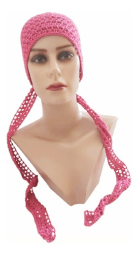Lenço, Turbante Em Crochê + Colar Choker Pink
