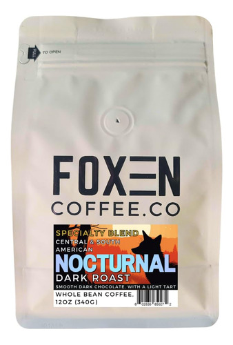 Foxen Coffee Mezcla Nocturna, Grano Entero, Tostado Oscuro,.