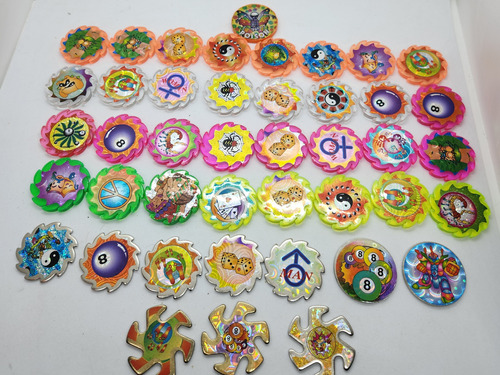 Lote De Tazos De Metal Y Acrílico, 51 Total, Vintage