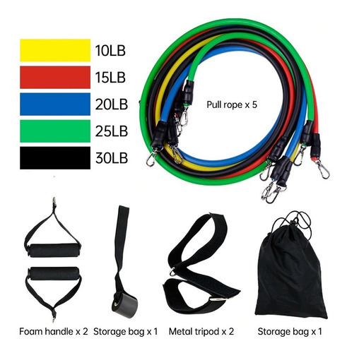 Bandas Elasticas Kit Teratubos Resistencia 16 Piezas Gym