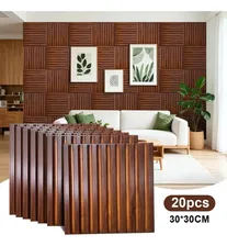 20pcs, Pared 3d Panel Pvc Piedra Fluted Textured Panel Lambrin30 X30CM, Cubre 1.8 m2 Efecto Madera