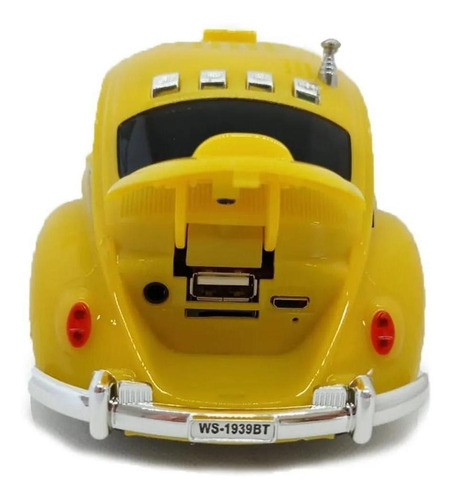 Caixa De Som Fusca Speaker Bluetooth Rádio Fm Usb Amarelo