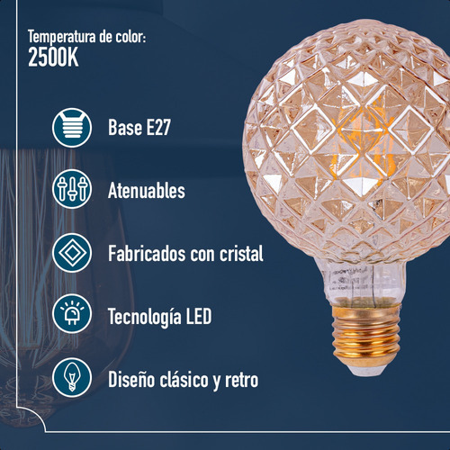 Foco led Icon VING95DIS4W25KE27ATE Globo color blanco cálido 4W 127V 2500K 380lm