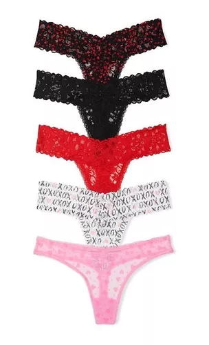 Kit Calcinha Victorias Secret Pink Sem Costura Cheeky Pt 5pç