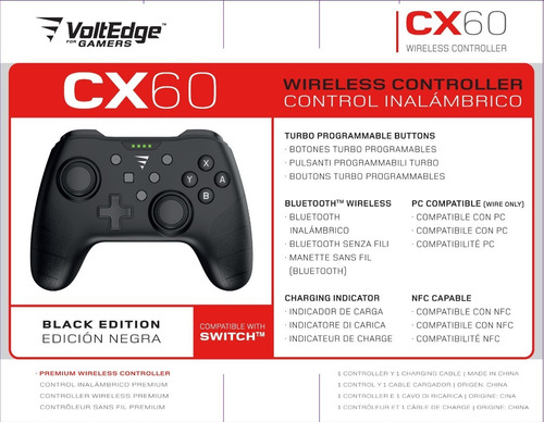 Imagen 9 de 9 de Control Inalámbrco Cx60 Pro Black Voltedge Switch Color Negro