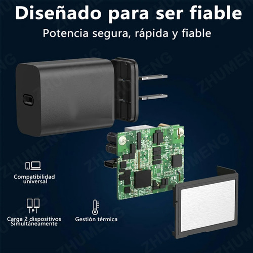 Cargador 30W Carga Rápida Para Motorola Con Cable Tipo C 1.5 Metros Compatible Con Moto G85/ G84/ G24/ G04/ G54/ E22/ E13/ Edge 50 Fusion/ Edge 60 Fusion Negro