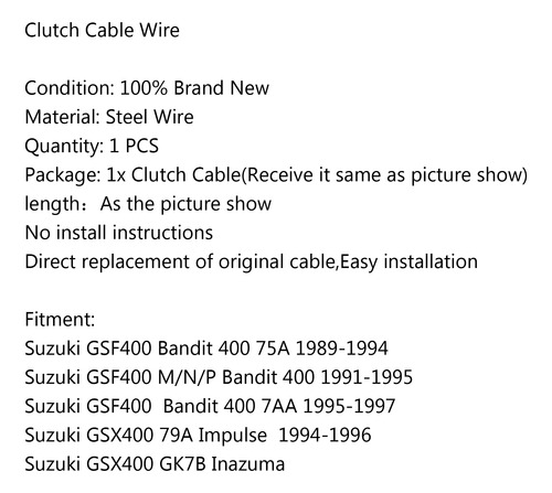Cable De Embrague Para Suzuki Gsf400 M/n/p Bandit 400 Gsx400