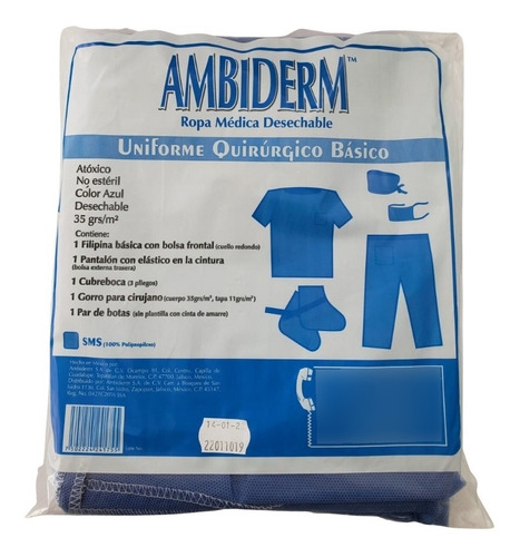 Uniforme Quirúrgico Basico Sms Desechable Ambiderm 10 Pack 