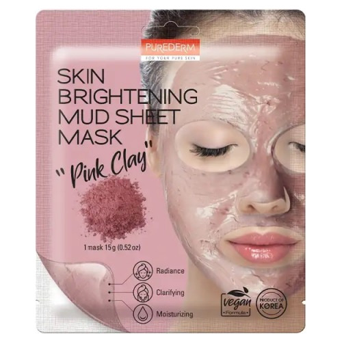 Mascara Purederm Skin Brightening Mud Sheet Mask  Pink Clay 