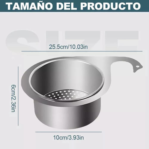 Colador Grande De Acero Inoxidable Para Fregadero De Cocina