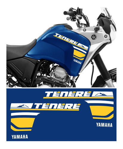 Kit Adesivo Tanque Yamaha Tenere 250 2018 Azul Tnr048