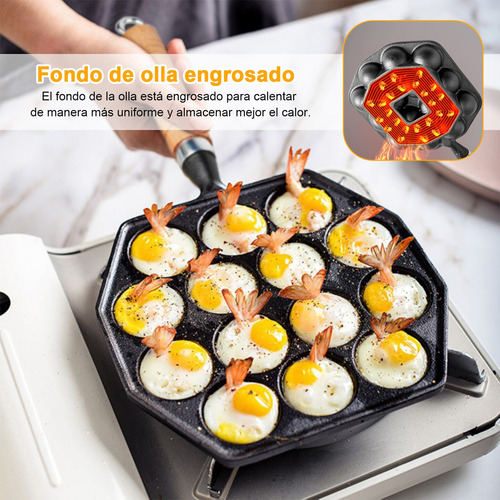 Sartén Takoyaki De Aluminio Antiadherente Con Utensilio