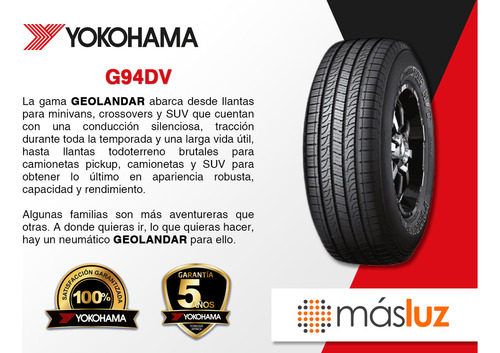 1 Llanta G94dv Yokohama 265/65r17 112s