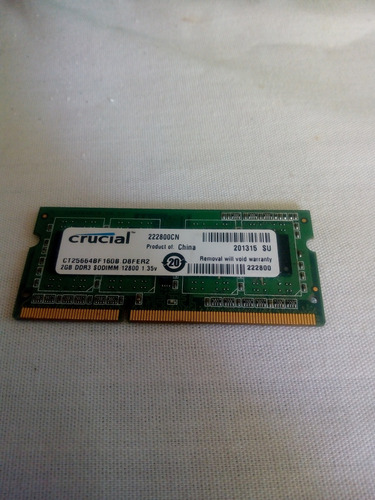 Memoria Ram Para Laptop Ddr3 De 2gb Marca Crucial 