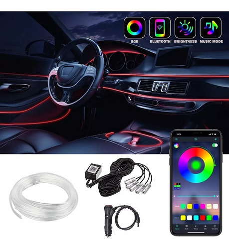 Luzs Interior Del Coche Tira De Led 5in1 6m Rgb App Control