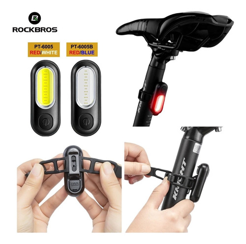 Stop Bicicleta Luz Led Trasera Usb Impermeable Rockbros 6005