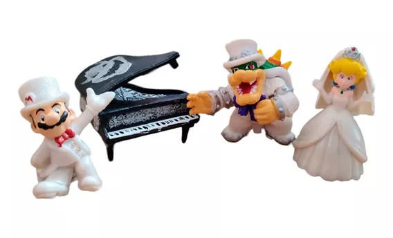 Set De Figuras Novios Mario Peach Bowser Bootleg Piano