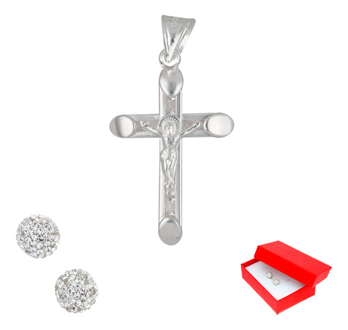 Dije Solo Cruz De Cristo Gruesa Chica De Plata + Regalo