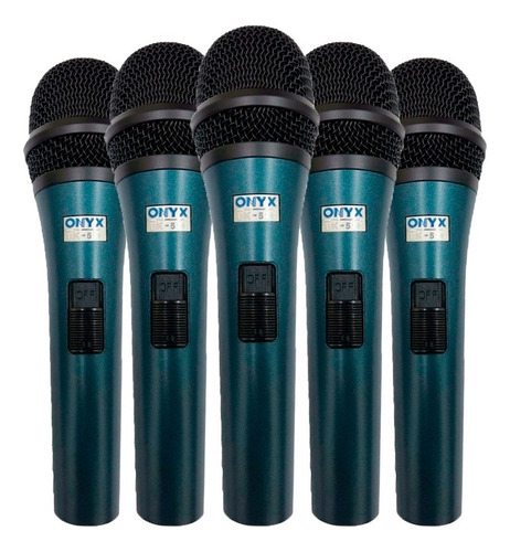 Kit 5 Microfones Dinâmico Com Fio Tk 51c Onyx Cor Azul-petróleo