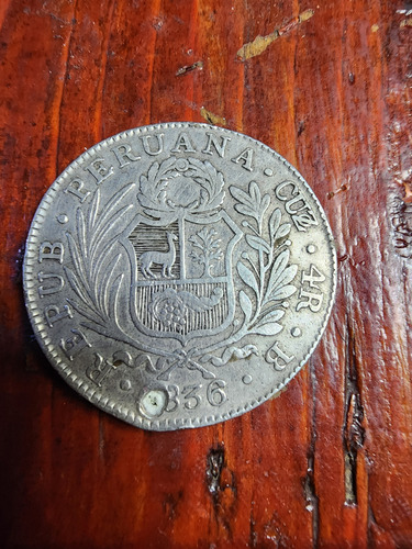 Moneda De Plata De 4 Reales 1836,acuñada En Cusco Precio 200 (Usado)