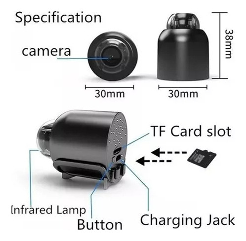 2 Peças Mini Câmera De Vigilância X5 Wifi 1080p Full Hd