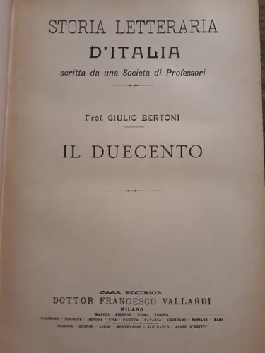 Il Duecento, Bertoni. Storia Letteraria D'italia Vallardi (Usado)
