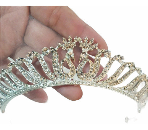 Tiara Corona Tocado Cristal M70 Tocado Novia Pavorreal Xv
