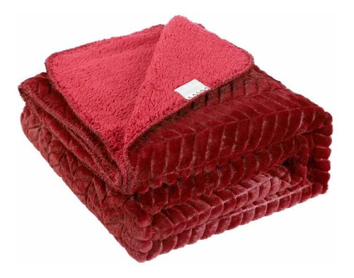 Frazada Mariages Home Salamanca Flannel edredón color bordó con diseño liso de 280cm x 240cm