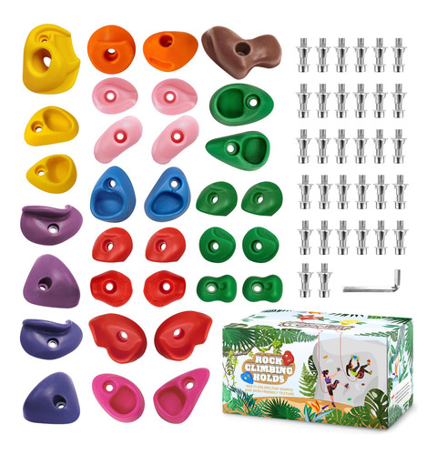 Topnew - Juego De 32 Soportes Para Escalada En Roca De Vario