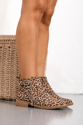 Botas Mujer Botinetas Taco Bajo Foliado Eco Cuero Moda Aspen