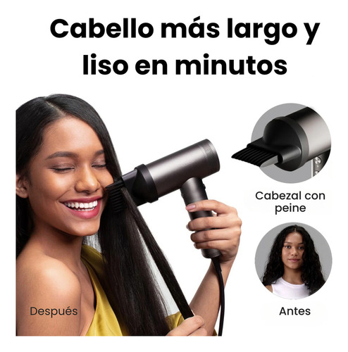 Secadora De Cabello Con Difusor Para Cabello Tymo Airhype Profesional Pel Color Gris oscuro