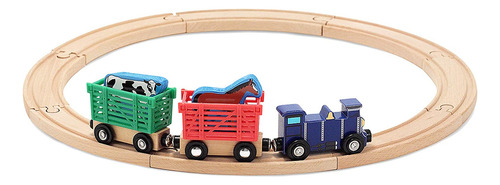 Melissa Doug Juego De Tren De Madera De Animales De Granja