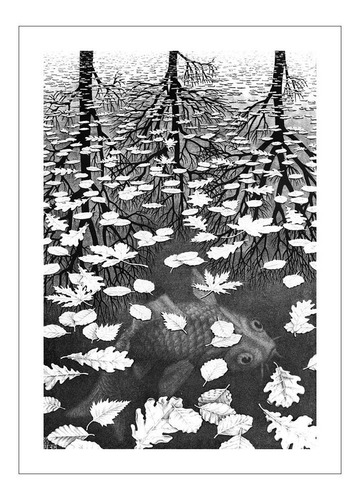 Lamina Fine Art Tres Mundos Escher  50x70 Myc