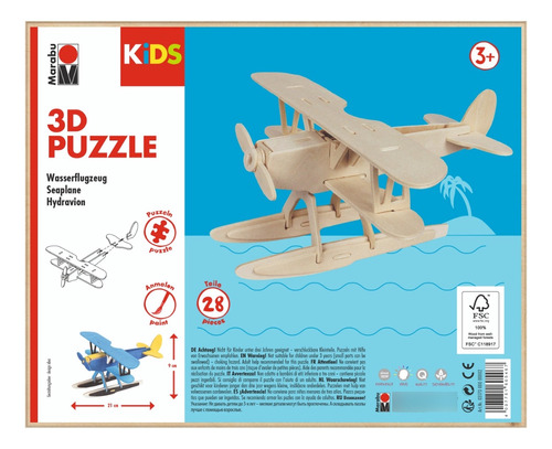 Puzzle 3d - Diseño Hydroplane, Marca Marabu Kids