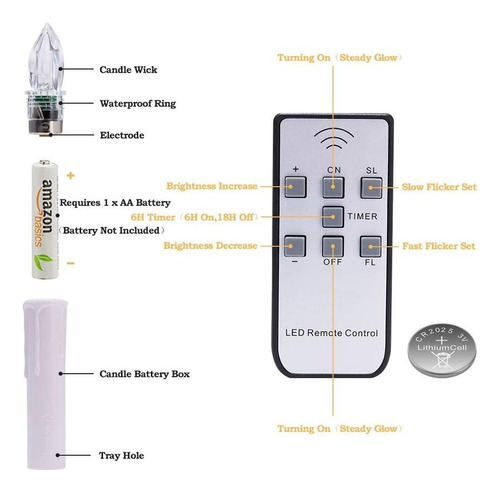 10 Velas Led Para Ventana Con Temporizador, Funciona Con Pil