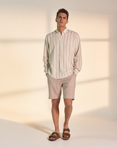 Imagen 8 de 9 de Camisa Tamarit, Hombre, Lino, Classic Fit, Rayas, Equus