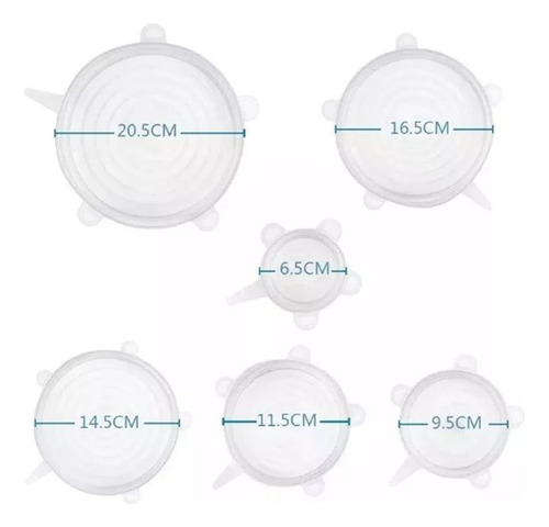 Tapas De Silicon Antiderrame Reusable 6 Piezas