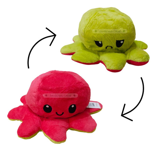 Pack X10 Peluche Pulpo Reversible Feliz Enojado 20 Cm - Nalu