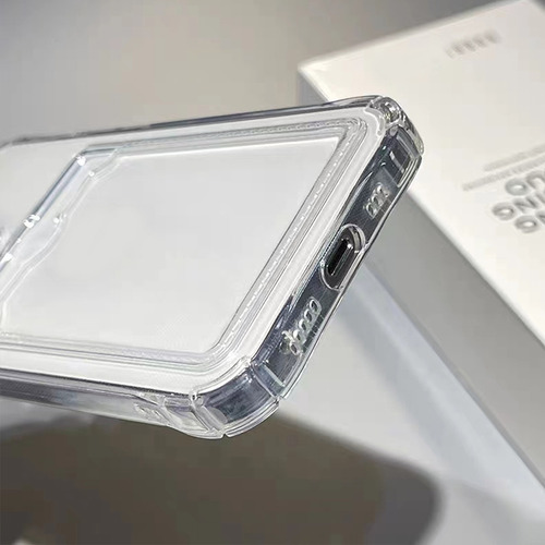 Shockproof Silicone Clear Case For iPhone 15 14 13 12 Mini 11 Pro Xs Max X Xr 6 6s 7 8 Plus Protection Back Card Pocket